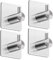 MACOLE Self Adhesive Hooks, Extra Strong Stick On, Heavy Duty Stainless Steel, No Drill Rustproof, Sticky on Wall Door for Hanging Towel Coat Hat Bag Keys in Bedroom Bathroom Kitchen, Silver 4 Pack