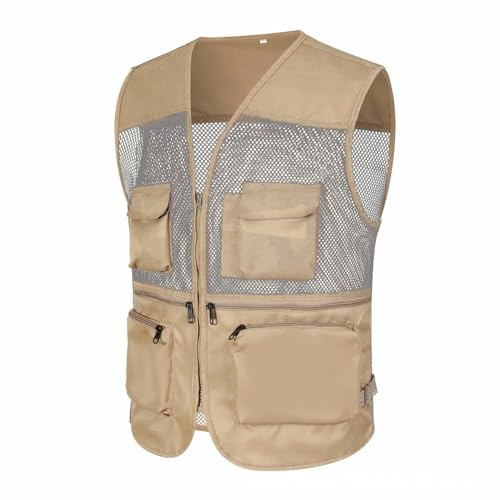 Men's Mesh Fishing Vest - Multi Pocket Work Vest Jacket Men Safari Fishing Utility Vest Summer Multifunction Outdoor Tops For Photography Work Comfortable Camping Traveling Waistcoat