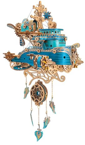 CreativeBlocker 3D Holzpuzzle Erwachsene - DIY Schiffsmodelle Bausatz, HolzBoot Modellbau, Holzmodelle Bausätze, Spielzeug Erwachsene, Steampunk Deko, Geschenk für Weihnachten Geburtstag (Blau)