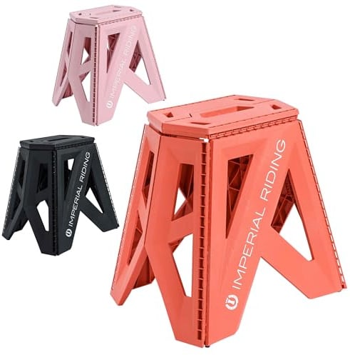 Imperial Riding Step IRH Sky high, Klapphocker, Tritthocker, Klappbarer Hocker, einfache Aufbewahrung, Tragkraft 90kg, aus 65% recycelten Material, Orange
