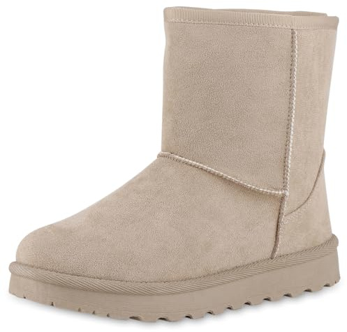 VAN HILL Damen Stiefeletten Winter Boots Warm Gefüttert Profilsohle