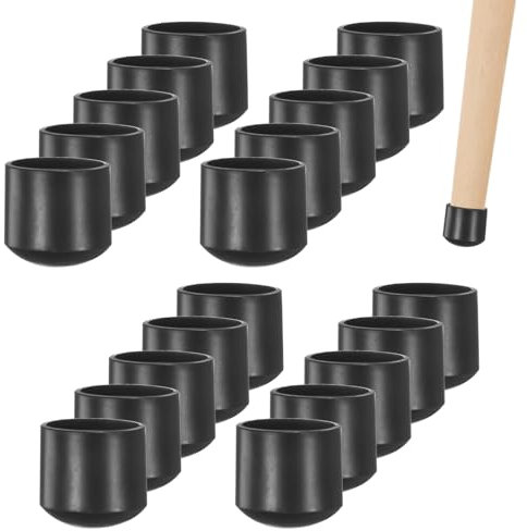 M METERXITY 20 Pcs Embouts de Pieds de Chaise, 16mm PVC Protecteurs de Sol pour Pieds de Chaise pour Chaises Pliantes/Chaises en Métal/Meubles, Tables, Embouts Ronds Antidérapants [Noir]