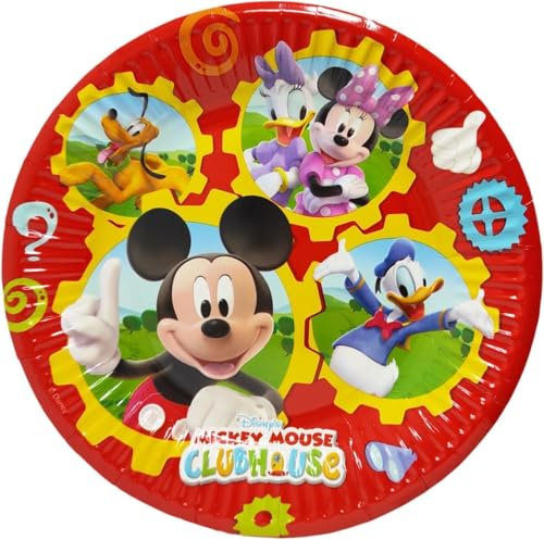 Disney Set Festa Compleanno Party 8 Piatti di Carta Topolino Paperino Minnie Mouse Pluto Paperina 20 cm