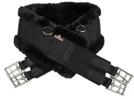 Kentucky - Lamfell Sattelgurt schwarz/schwarz 115cm