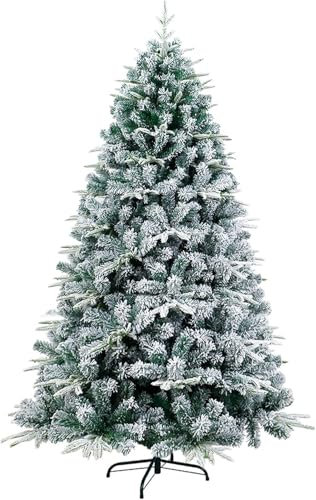 grand duchess balsam fir 7FT Pre-Lit Snow Flocked Christmas Tree, Artificial Hinged Pine Tree with Foldable Stand PVC Leaves, Traditional Indoor Decoration for Festival Party Holiday,XL balsam hill