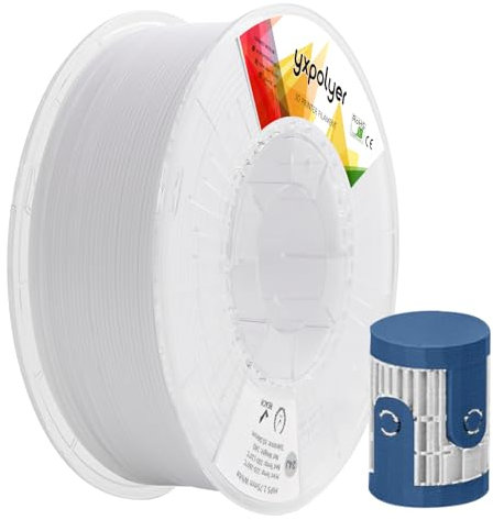 YXPOLYER HIPS 3D-Drucker-Filament Weiß 1,75 mm, Hochschlagfestes Polystyrol für lösliche Stützen im ABS-Druck, für komplexe Modelle, leicht löslich mit Limonen, 1-kg-Spule