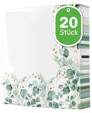 20 große festliche Servietten Natur Eukalyptus Bordüre natur als Tischdeko. Papierservietten Konfirmation Kommunion christlich Taufe Kirche Geburtstag. Auch für Decoupage und Serviettentechnik 40x40cm