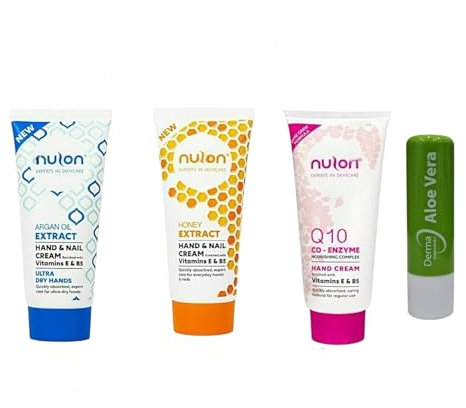 Honey, Argan oil, Extract Hand & Nail Cream With Vitamin B5 & E, TRIO PACK 75ML one of Each With Free Originial Lip Balm