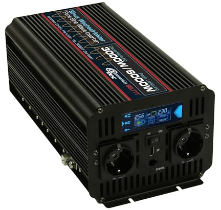 @tec Reiner Sinus Wechselrichter Spannungswandler Inverter 3000W - Peak Leistung 6000W - 24V auf 230V