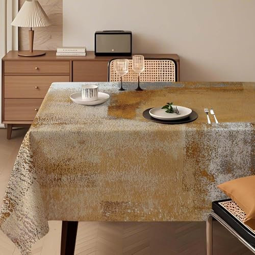 Kiatuniya Nappe de Table Orange 140 x 240 cm Art Moderne Peinture Nappes Table Rectangulaire Lavable Décoration Esthétique Décoration de Table pour Automne Fête Mariages Vacances Anniversaire