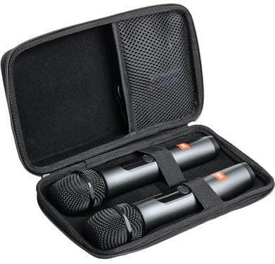 inDomit Hartschalen-Tragetasche, kompatibel mit JBL Wireless Two Mikrofon-System, Aufbewahrung JBL Mikrofon, Empfänger, Adapter, AA-Batterien, Schwarz (nur Box)
