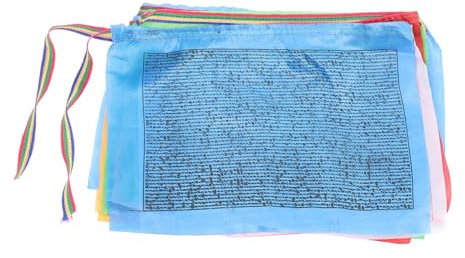 Zerodeko 20Stücke Tibetische Gebetsfahnen Lange Windpferdefahnen aus Strapazierfähigem Seidenstoff für Garten und Meditationsräume Traditionelle Buddhistische Dekoration