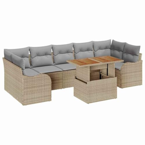vidaXL Garten-Sofa-Set 8 STK. Beige Poly Rattan