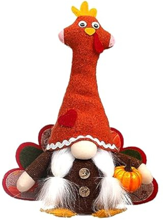 PAGJHRFJG Fall Gnomes Plush, Handmade Thanksgiving Glowing Turkey Autumn Decorations Harvest Gift, Home Kitchen Decor Supplies Easy Install Easy to Use B