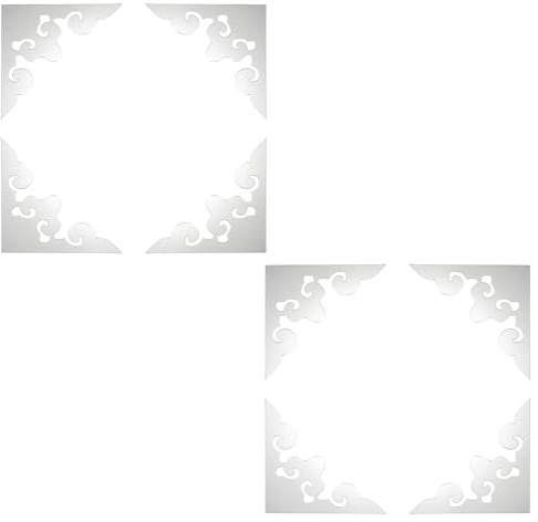 sourcing map Lot de 8 autocollants muraux effet miroir creux en acrylique à motif décoratif pour salle de bain, salon, chambre à coucher, plafond, bureau (argenté, 10,2 x 10,2 cm)