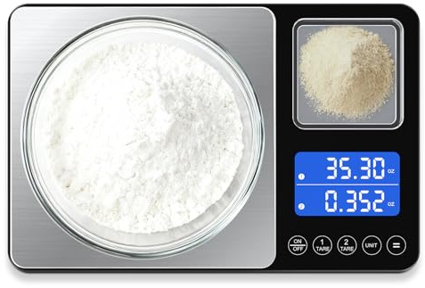 Digital Dual Platform Kitchen Scale, 33 lb Large & 1.1 lb Mini Food Scale with Dual-Line LCD Display, Stainless Steel, High Precision for Baking, Cooking, and Meal Prep