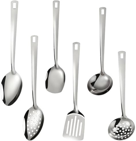 6 Pièces Set d'Accessoires de Cuisine 27 cm Louche Inox Cuillère à Cuisson,Gadgets de Cuisine Accessoires accessoires de cuisine Home Essentials