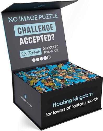 Normic - No Image Puzzle 1000 Irregular Pieces Extreme Difficult Jigsaw Challenge Adults Hardest Puzzle No Guide Ultimate Brain Teaser Hard Level Floating Kingdom Mystery Unique Gift