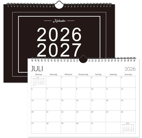 Wandkalender 2026/2027 A4, 18 Monate von Juli 2026 bis Dezember 2027, Weiß