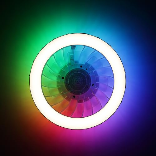 Lightbox LED Deckenleuchte mit Ventilator & Fernbedienung, 4300 Lumen, | LED Deckenleuchte mit Ventilator & Fernbedienung, 4300 Lumen, 2700-6500 Kelvin, Ø 46 cm, dimmbar, CCT, RGB Backlight,