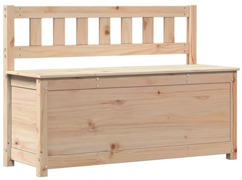 Mhdvray Sitzbank 110x41x76,5 cm Massivholz Kiefer mit Rückenlehne & Stauraum Modernes Design Robust und Langlebig für Esszimmer Küche Flur Schlafzimmer Balkon und Garten