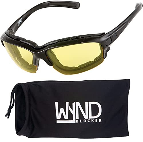 WYND Blocker Motorrad-Sonnenbrille Schwarz Gelb Nachtfahrt