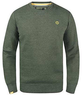 !Solid SDBenn Herren Sweatshirt Pullover Sweater mit Rundhals-Ausschnitt Rippbündchen Label-Details Baumwollmischung Regular fit, Größe:S, Farbe:Climb Ivy Melange (8785)