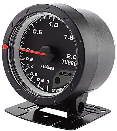 Keenso Auto Turbo Ladedruckanzeige, Universal DC 12V 60mm LED Turbo Ladedruckanzeige 0-200 Kpa Anzeige mit Halterung für Auto Rennwagen