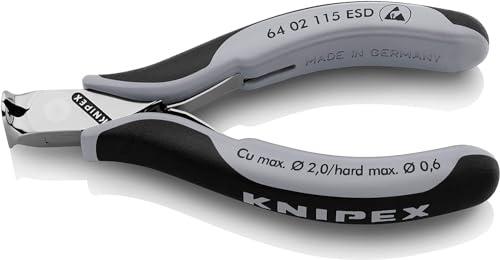 KNIPEX Electronics End Cutting Nippers ESD 115 mm, 64 02 115 ESD | With Multi-Component Handles