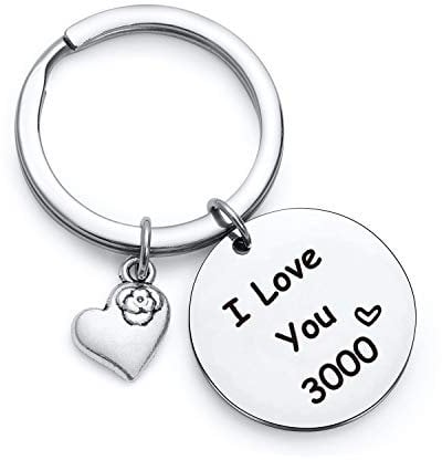 TzrNhm Blossom I Love You 3000 Schlüsselanhänger Iron Man Fan Schlüsselanhänger für Papa Mama Ehemann Paare und Familienmitglieder, I Love You 3000 Schlüsselanhänger, Regular