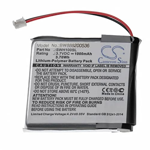 vhbw Battery Replacement for Sony 1588-0911, LIS1662HNPC, SM-03 for Wireless Headset Headphones (1000mAh, 3.7V, Li-Polymer)