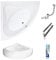 ECOLAM Badewanne Mia 120x120 cm Schürze | Wanne mit Sitz | Acrylwanne Eckwanne Modern Design Eckbadewanne + Ablaufgarnitur Ab- Überlauf Automatik Füße Silikon Komplett-Set Acryl weiß