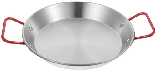 DOITOOL Stainless Steel Griddle Pan 20cm Paella Cooking Pan Double Handle Pan Crepe Pan Steamer Pan Frying Pan