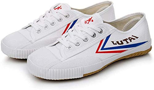 ZKHD Wu SHU Kung Fu Schuhe,Shaolin Monk Martial Arts Schuhe,Tai Chi Schuh Unisex Leinwand Anti-Rutsch-Mode Qigong Trainer,White-42