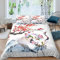 Parure de lit traditionnelle japonaise avec housse de couette et 2 taies d'oreiller à motif de grue de style japonais pour chambre de fille et femme, motif fleurs de cerisier