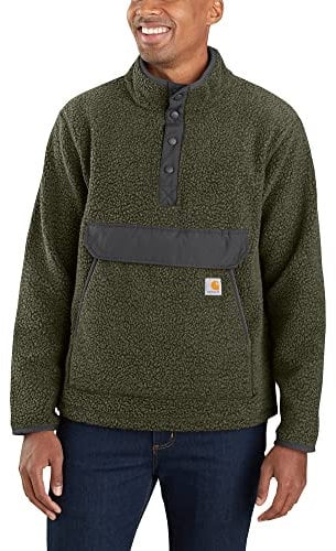 Carhartt RELAXED FIT FLEECE PULLOVER, Giacca in Pile, Uomo, Basil Heather, XL