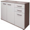 Dmora Modernes Design hohes Sideboard mit 3 Türen und 3 Schubladen, Küchenbuffet, Sideboard mit Regalen und Regalen, 103x35h70 cm, Farbe Weiß und Eiche