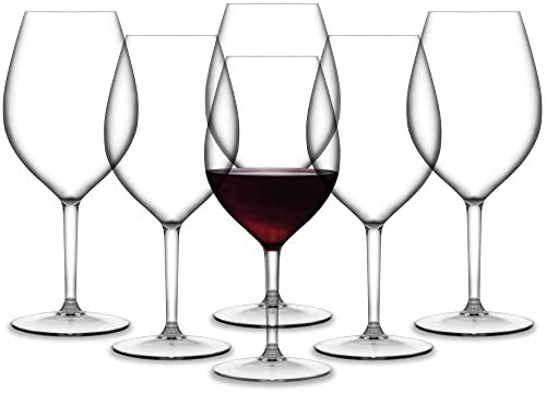 RucBicchieri Set 6 pezzi CALICI OPERA BLOWN 51 CL INFRANGIBILI, TRASPARENTI, in Tritan® (Plastica Rigida), BPA-Free, Riutilizzabili e Lavabili in lavastoviglie, Effetto Vetro