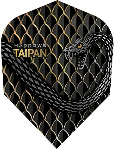 Harrows Taipan | 100 Mikron Dart Flights, 5 Sets mit 3 Flights, Standard Nr. 6, Gold