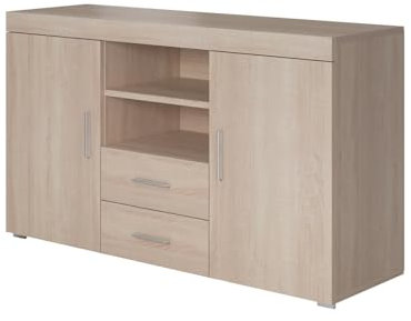 MB Muebles Bonitos, Aparador Roque para Salón Comedor Moderno, Mueble TV de Melamina, Color Sonoma Mate, 140x80x40 cm