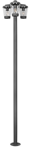 Trio Leuchten Außen Stehleuchte Cavado 411060342, Aluminium Druckguss Anthrazit, Kunststoff klar, exklusiv Leuchtmittel 3x E27