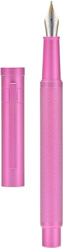 Hongdian 1851 Pink Forest Fountain Pen Medium Nib, Classic Design with Converter and Metal Pen Case