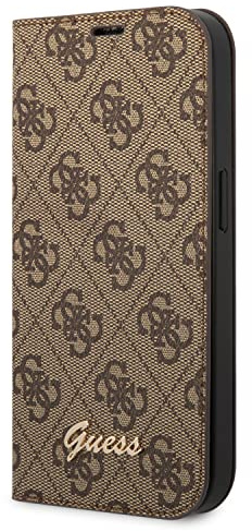 Guess GUBKP14XHG4SHW Hülle für iPhone 14 Pro Max 6,7 braun/Brown Book 4G Vintage Gold Logo
