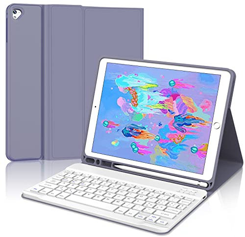 Custodia con Tastiera per iPad 9.7, iPad 6th/5th Generazione-2018/2017, iPad Air 2/1-2014/2013, iPad Pro 9.7, Italiano QWERTY Tastiera Magnetica Staccabile Bluetooth per iPad 9.7 Pollici, Viola