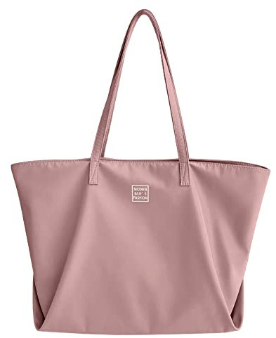 MAYMOONER Rosa Einkaufstasche für Frauen Große Umhängetasche Lässige Nylon Multi-Pocket Handtaschen für Schule Arbeit Universität