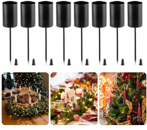 Adventskranz Kerzenhalter, 8 Stück Ø 2.5cm Retro Stabkerzenhalter, Kerzenhalter für Stabkerzen, kerzenhalter mit kurzem Dorn, für DIY Tafelkerzen Adventskranz Deko Weihnachten Kerzenteller