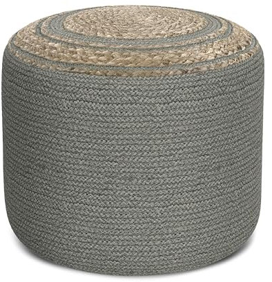 SIMPLIHOME Serena Hocker, geflochten, rund, 45,7 cm, Taubengrau
