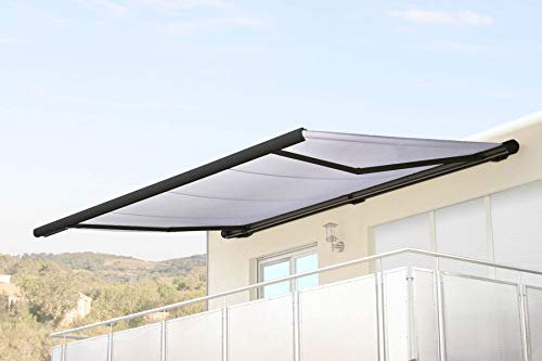 Mendler Elektrische Kassettenmarkise T123, Markise Vollkassette 4,5x3m - Acryl Creme, Rahmen anthrazit