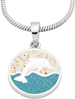 DUR Schmuck Anhänger DELFIN Steinsand/Strandsand, Silber 925/- rhodiniert (P4331)