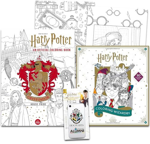 Harry-Potter-Malbücher-Set – Bündel mit 2 Harry-Potter-Malbüchern für Kinder, Erwachsene plus Harry-Potter-Aufkleber, Harry-Potter-Malbücher für Kinder im Alter von 8–12 Jahren